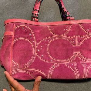 Suede Pink Blind Coach Handbag